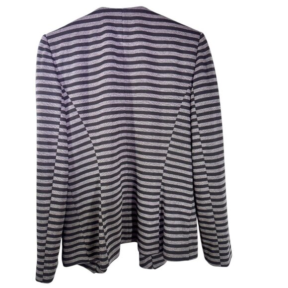 Tahari Arthur S. Levine Striped Open Blazer Gray Black Knit Jacket Size 8 - Picture 2 of 7